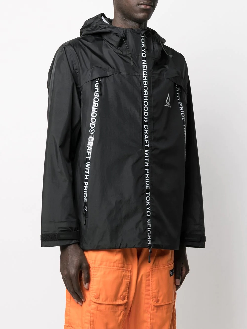 logo tape rain jacket - 3