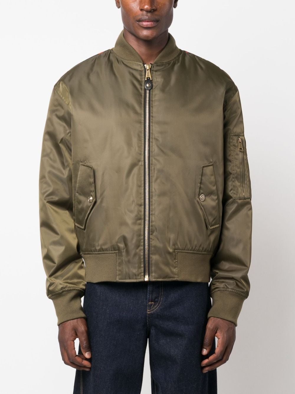 logo-print zip-fastening bomber jacket - 3