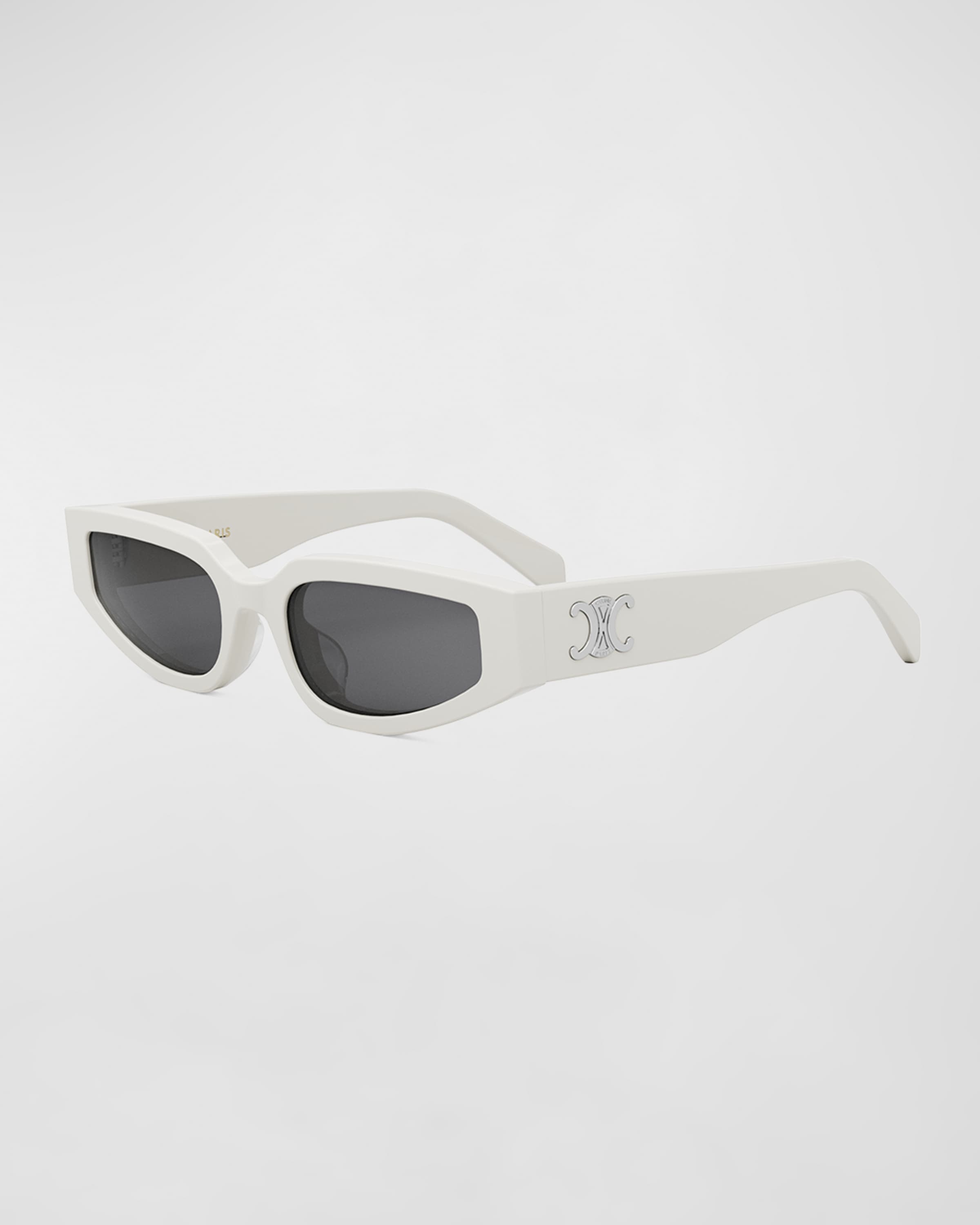 Triomphe Sleek White Acetate Cat-Eye Sunglasses - 1