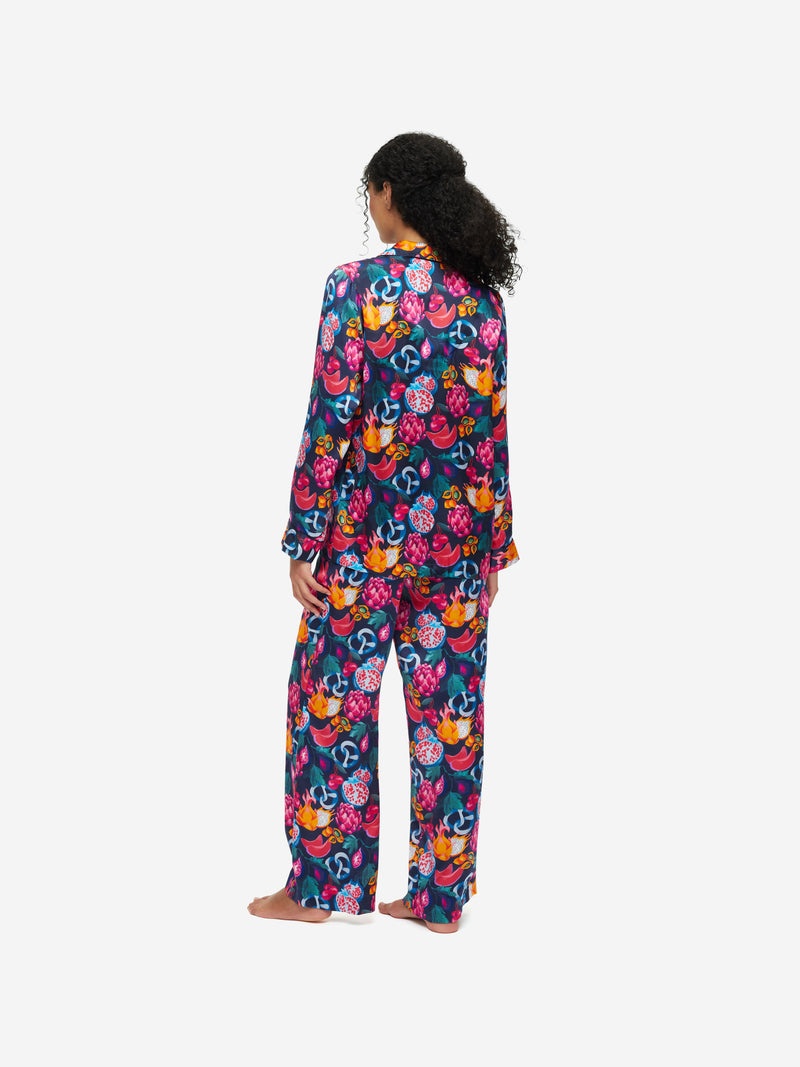 Women's Pyjamas Brindisi 78 Silk Satin Navy - 4