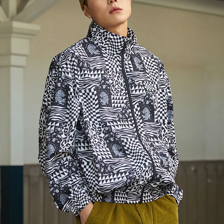 Vans SS22 Grid Full Print Jacket Couple Style Black VN0A5H9T7TO - 3