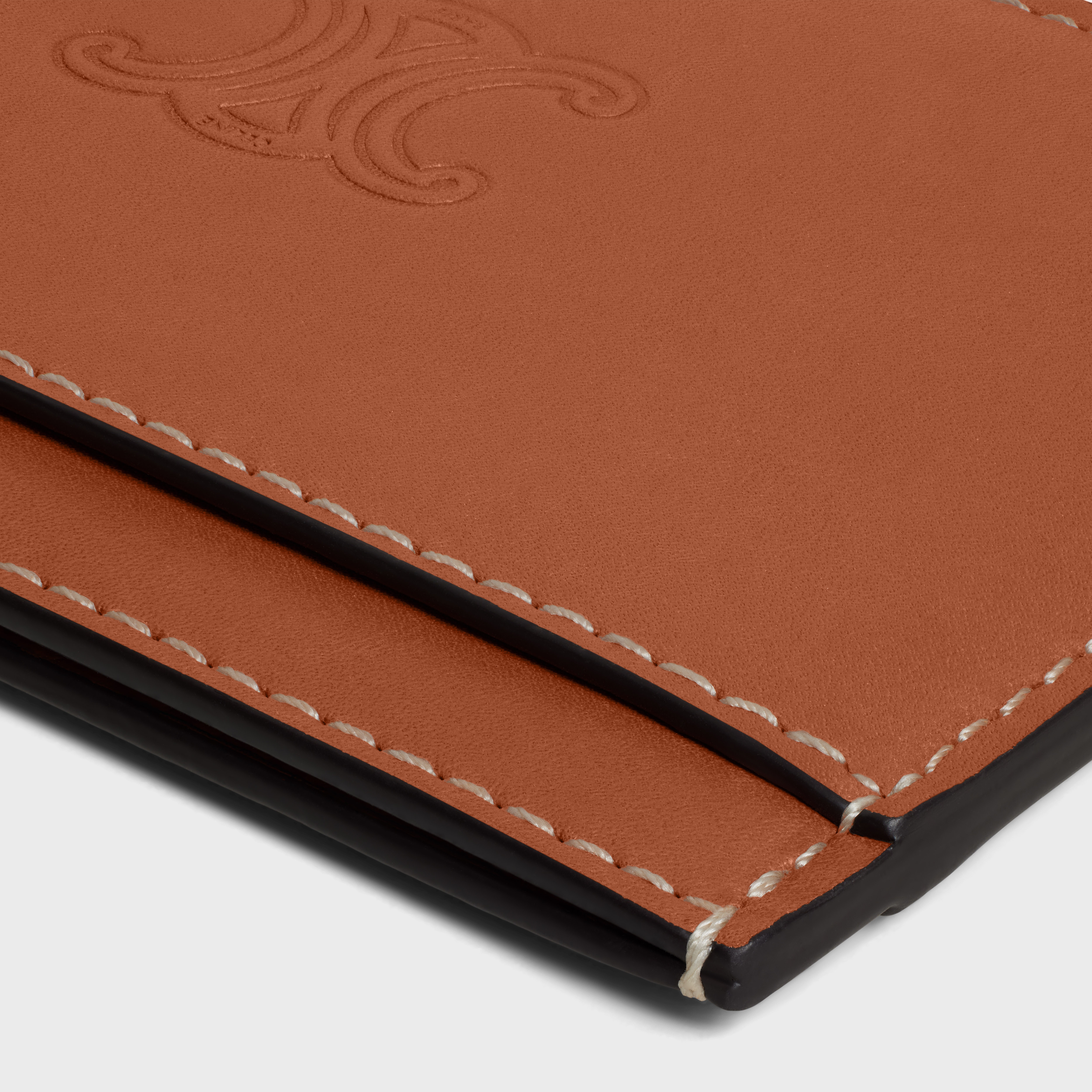 ☆☆CELINE☆☆ Celine Triomphe Embossed Satin Calfskin Card CELINE Card holder in Natural calfskin with triomphe