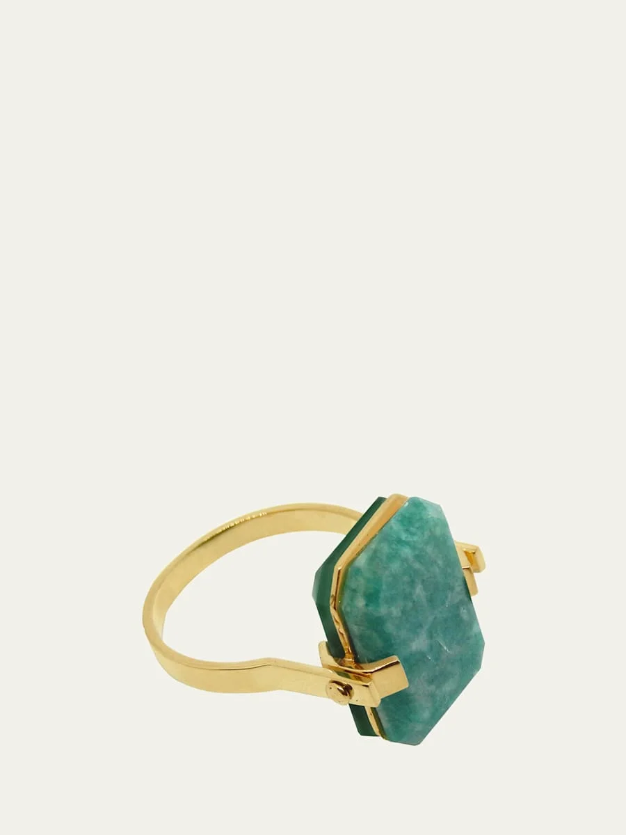 Deco Sandwich Ring with Amazonite and Green Agate - 1