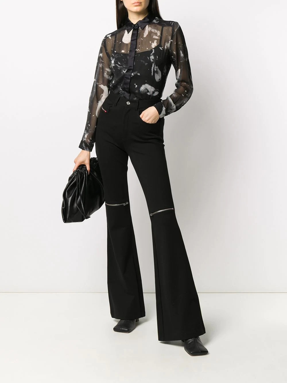 flared zip trousers - 2