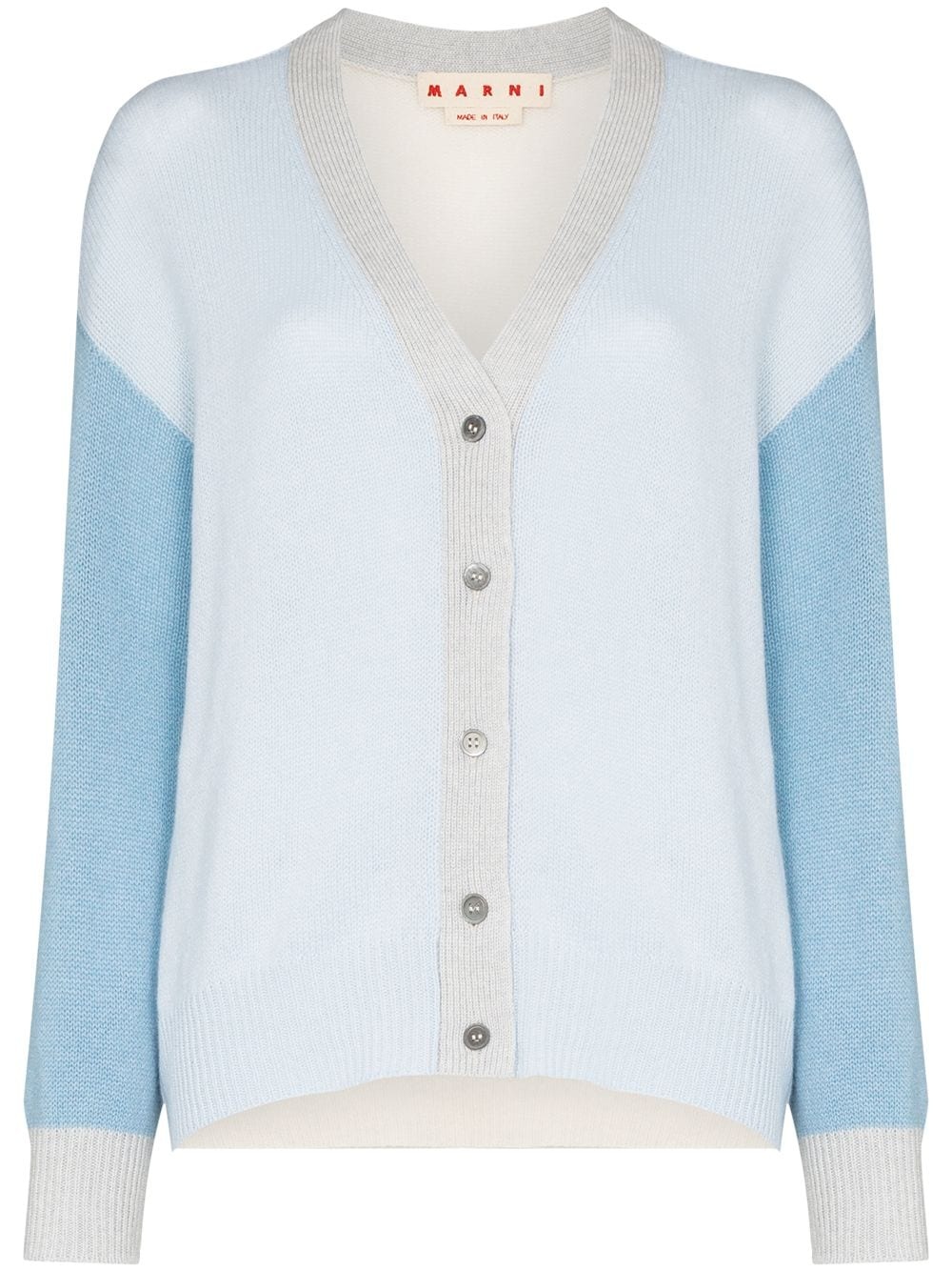 contrasting-sleeve buttoned cardigan - 1