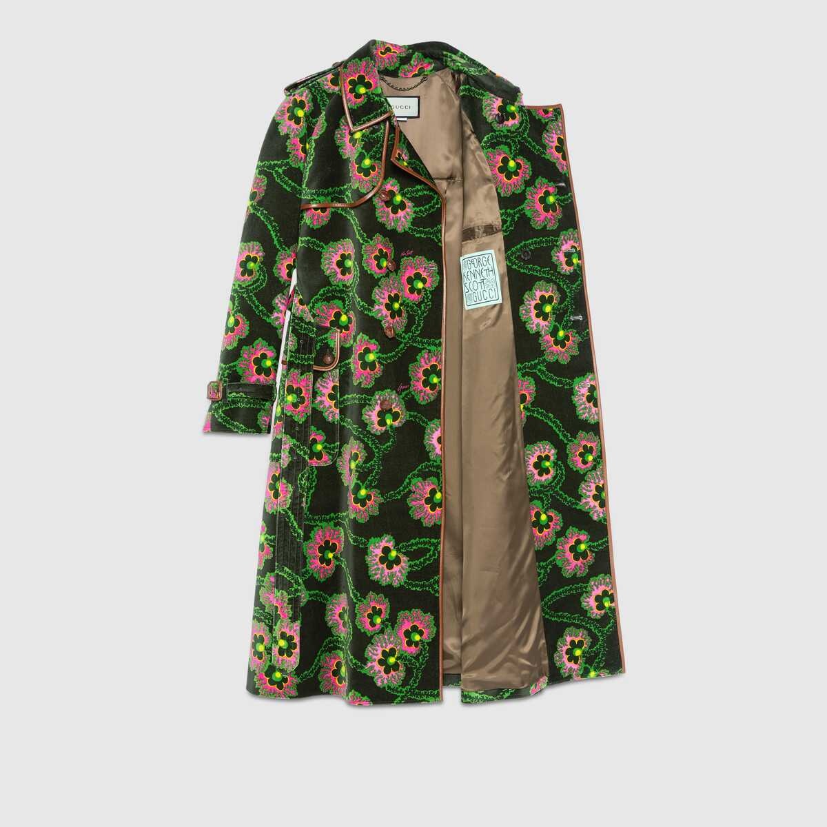 Velvet coat with floral print by Ken Scott - 3