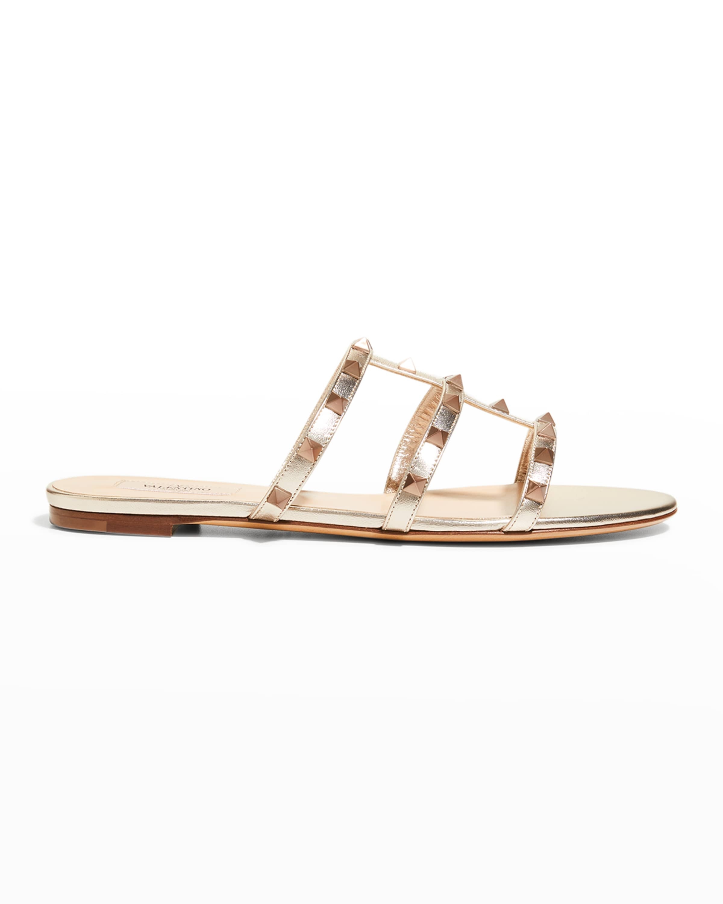 Rockstud Metallic City Flat Slide Sandals - 1