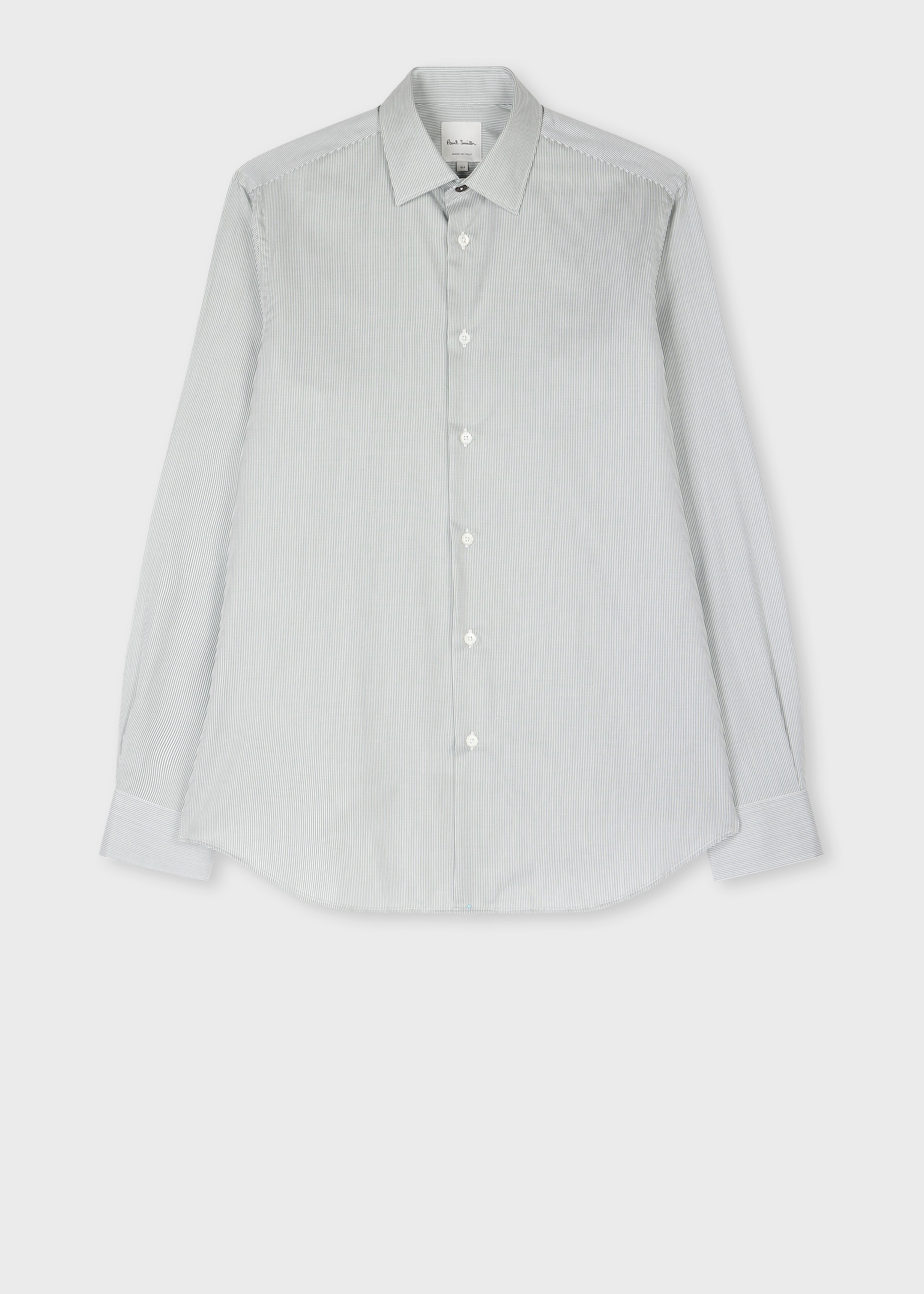 Tailored-Fit Green Stripe Cotton Shirt - 1