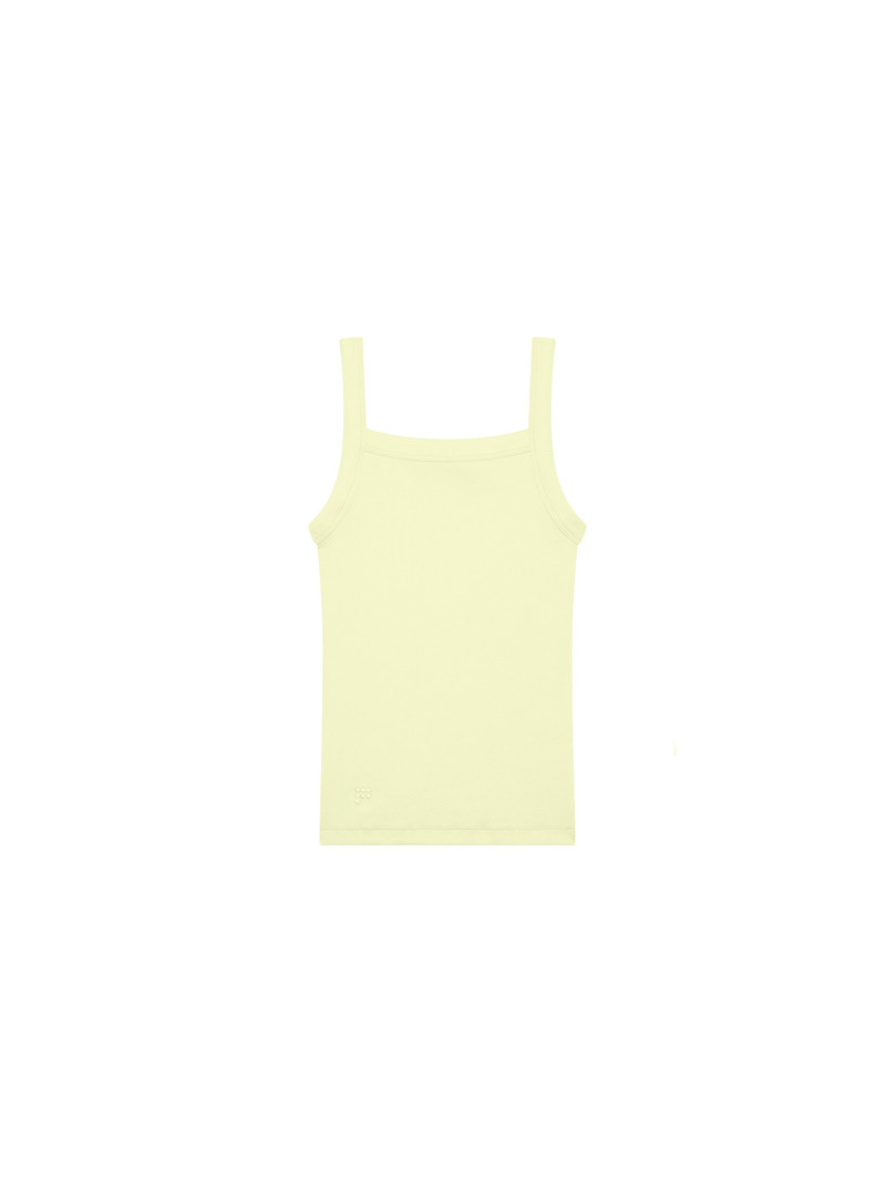 Womens Rib Square Neck Tank Top - Soft Lime 1