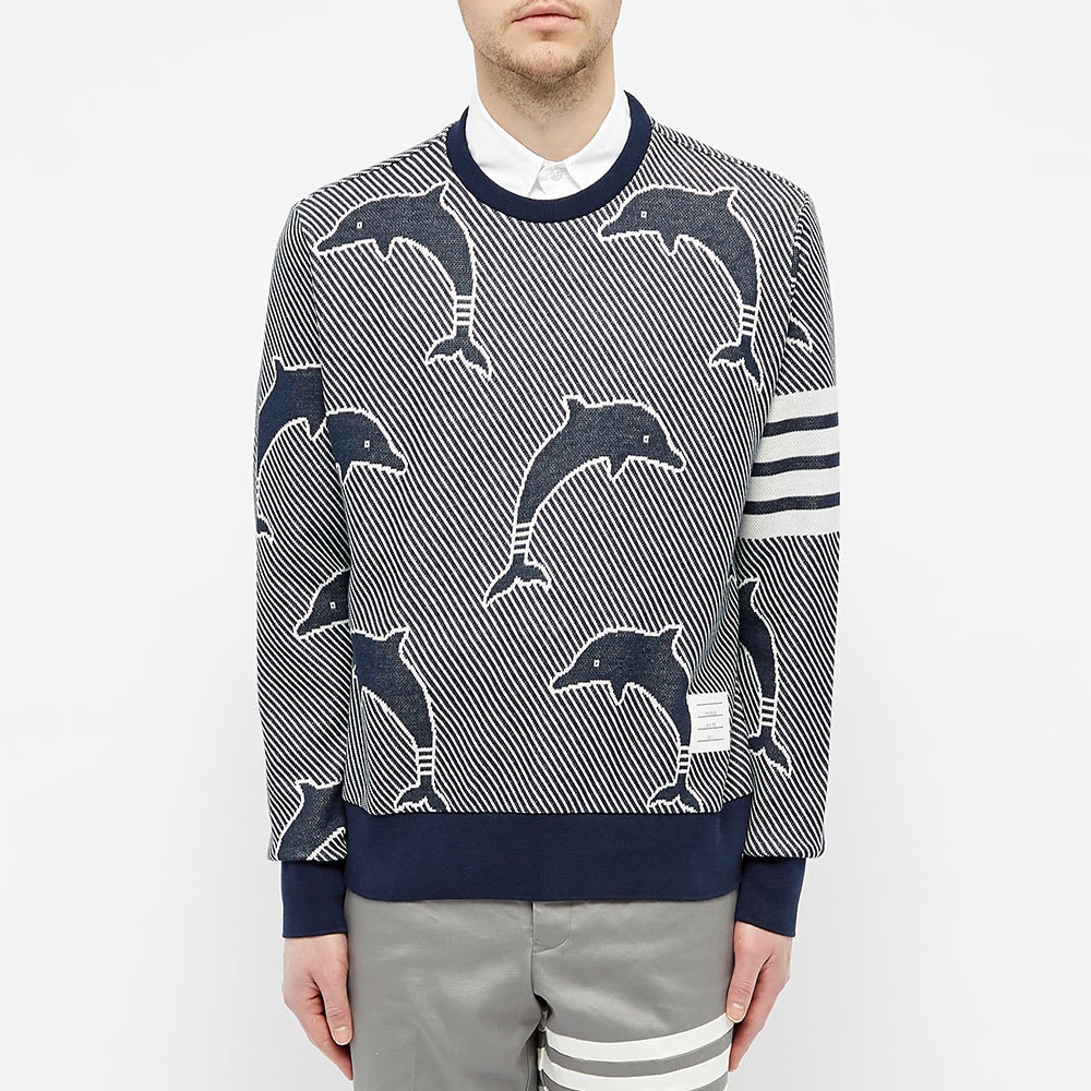 Thom Browne Dolphin Jacquard Four Bar Crew Sweat - 4