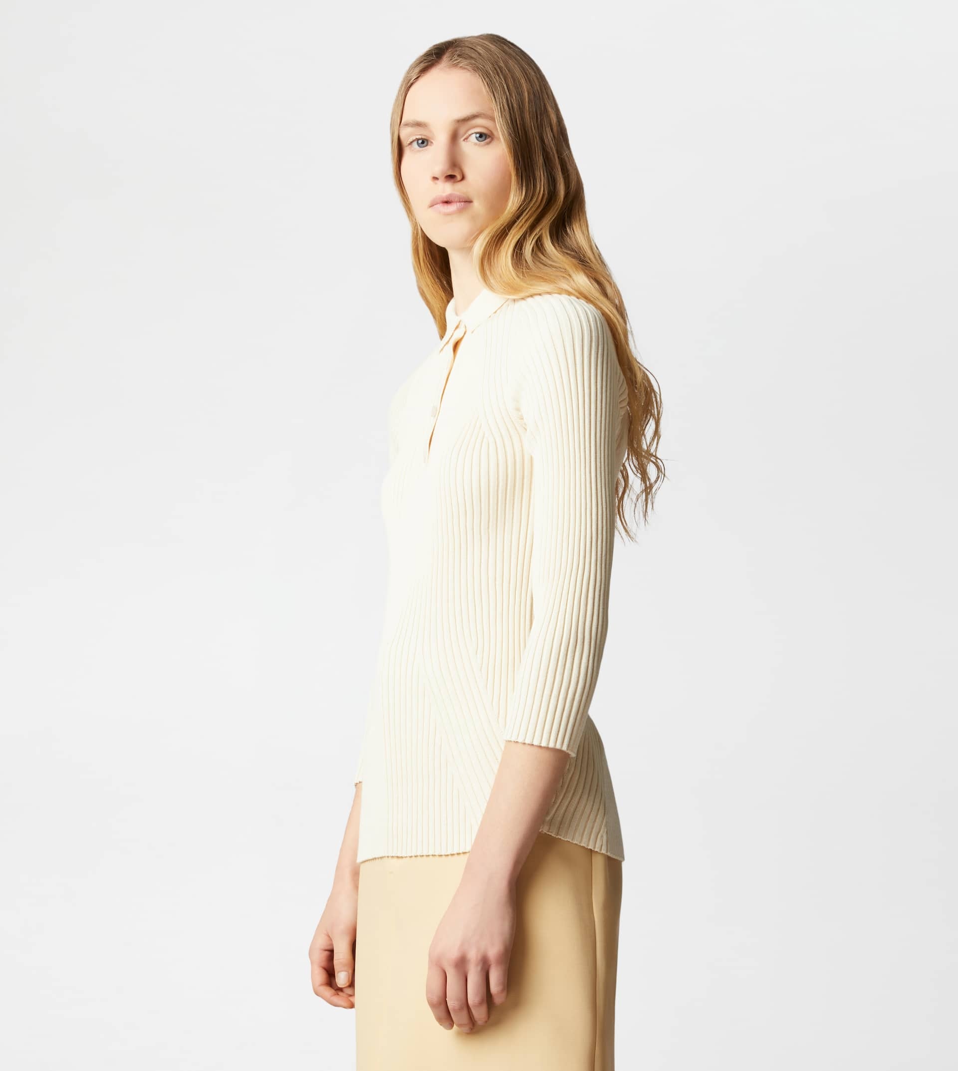 POLO SHIRT IN KNIT - WHITE - 4