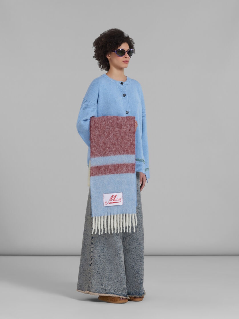 BLUE WOOL CARDIGAN WITH KIMONO SLEEVES - 5