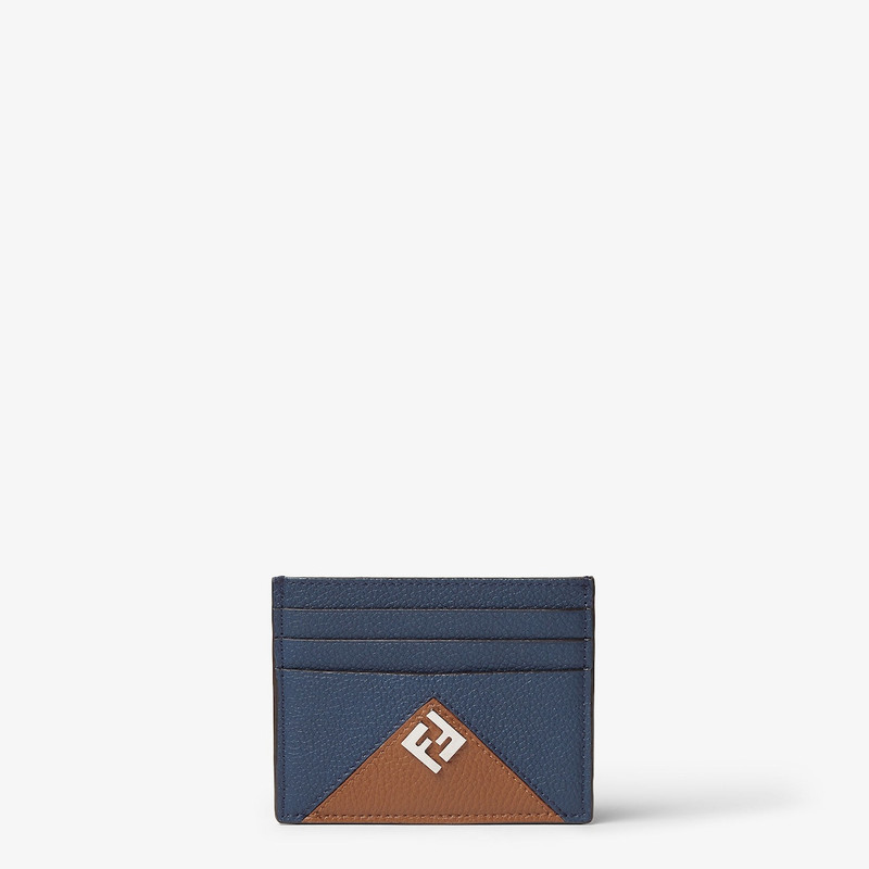 Fendi Lui Card Holder Blue and sellier brown leather card case 1