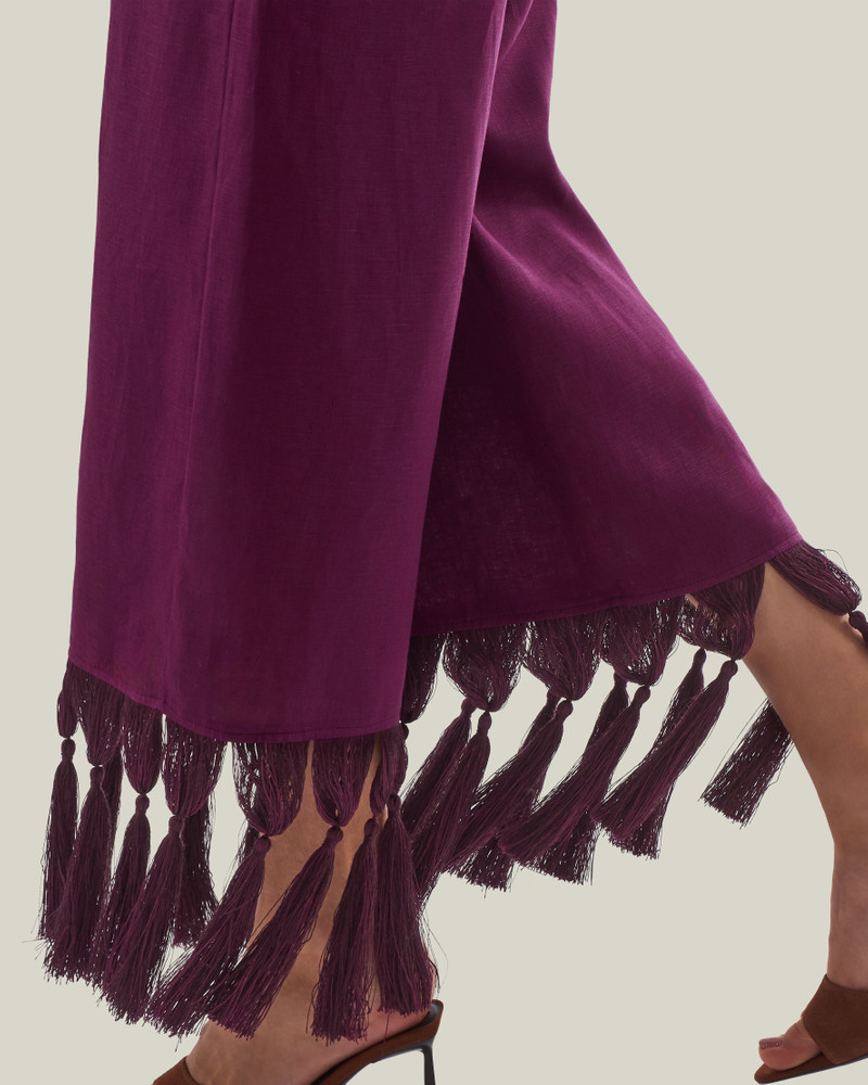 Marlino Fringed Pants in Plum 5