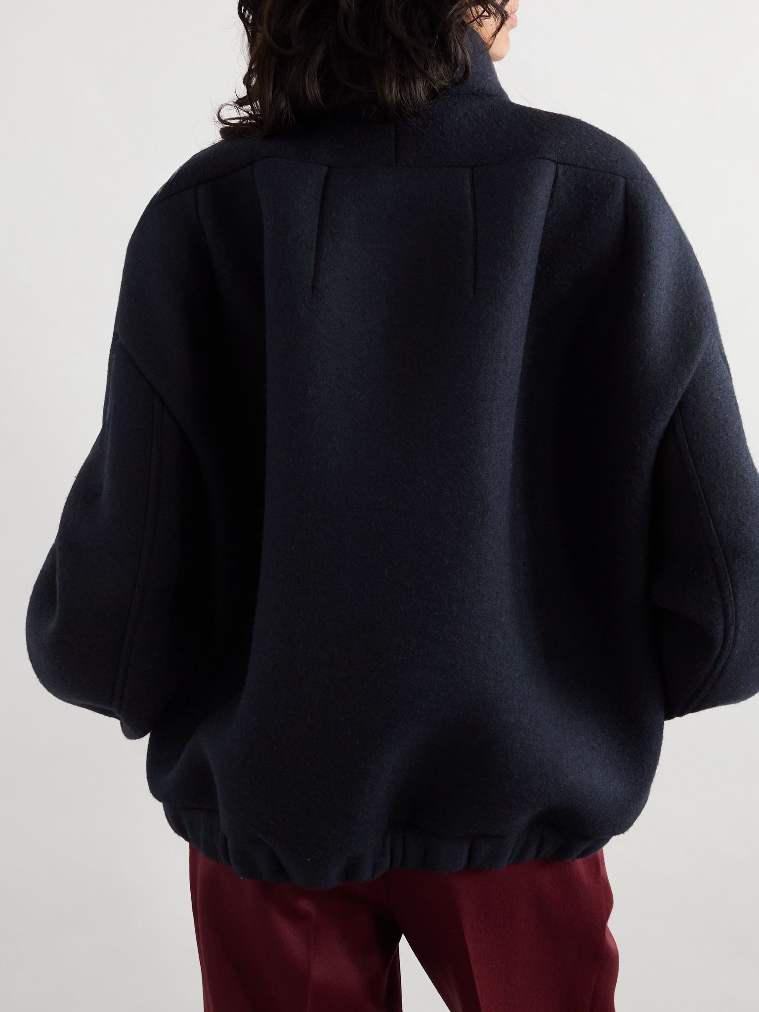 Oversized felt bomber jacket Navy - 3