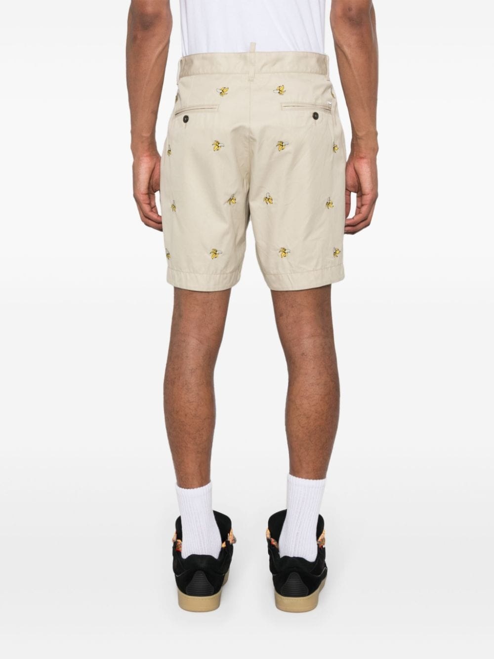 banana-embroidered Bermuda shorts - 4