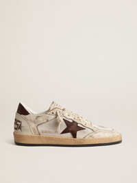 Golden Goose Ball Star LTD in ecru leather and white mesh
