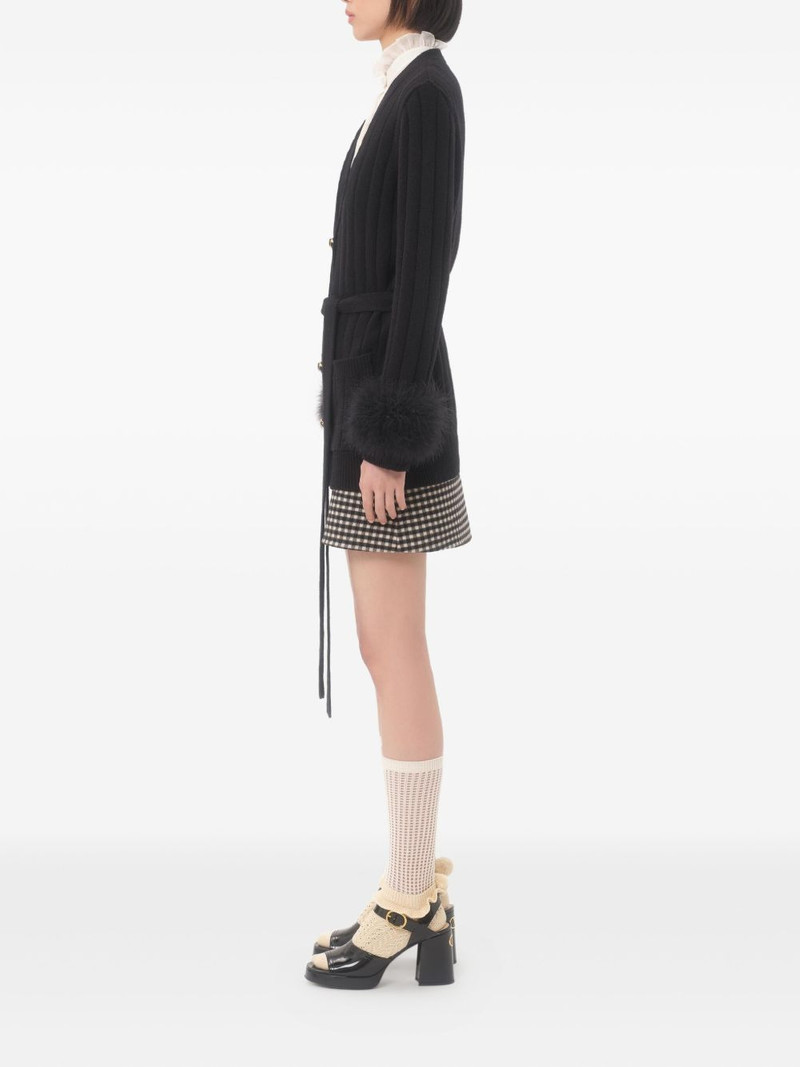 feather-cuff ribbed cardigan 3