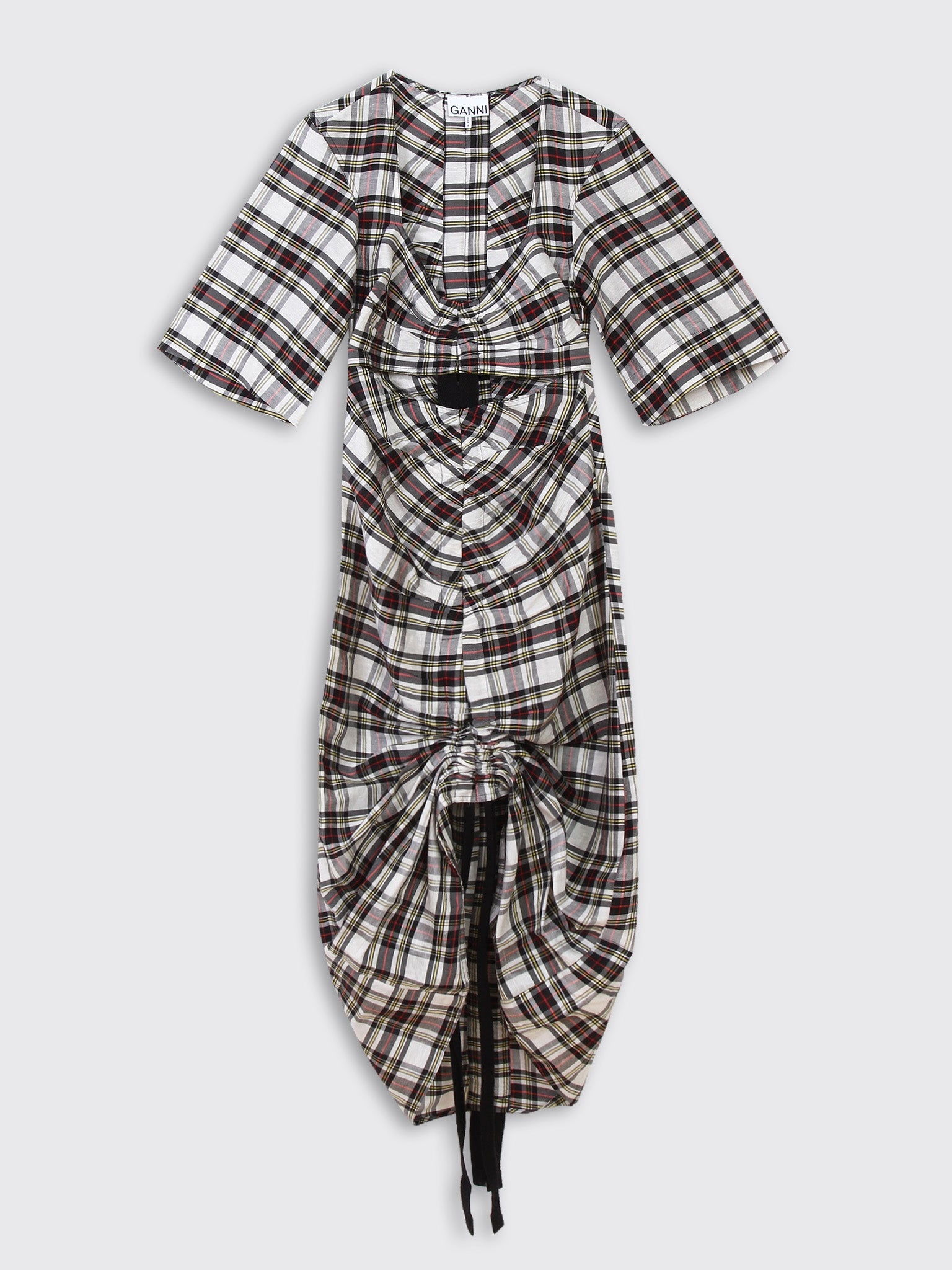 Silk Check Cut Out Dress - 6