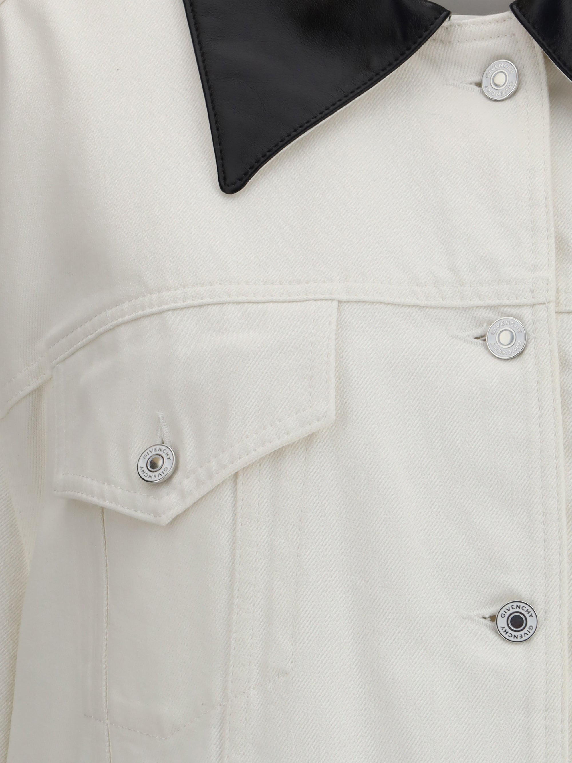 Givenchy Women Denim Parka With Leather Collar - 3