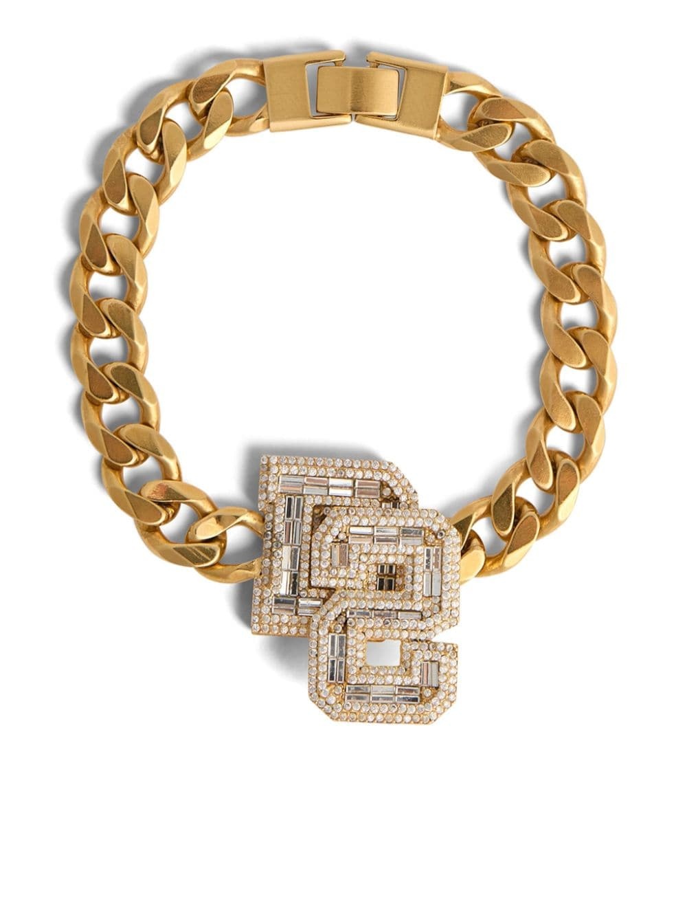 crystal-embellished logo necklace - 1