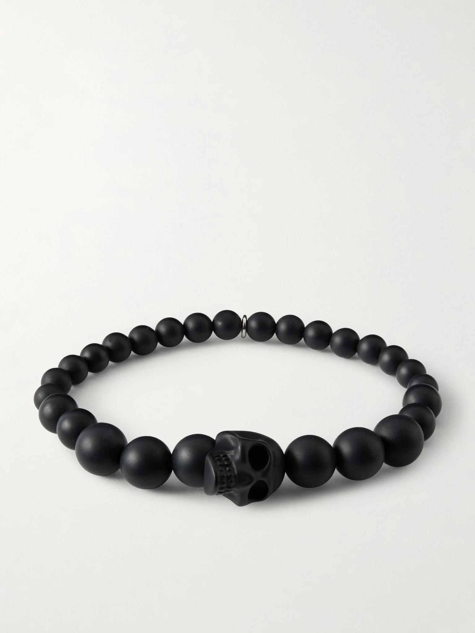 Skull Beaded Bracelet Black - 1