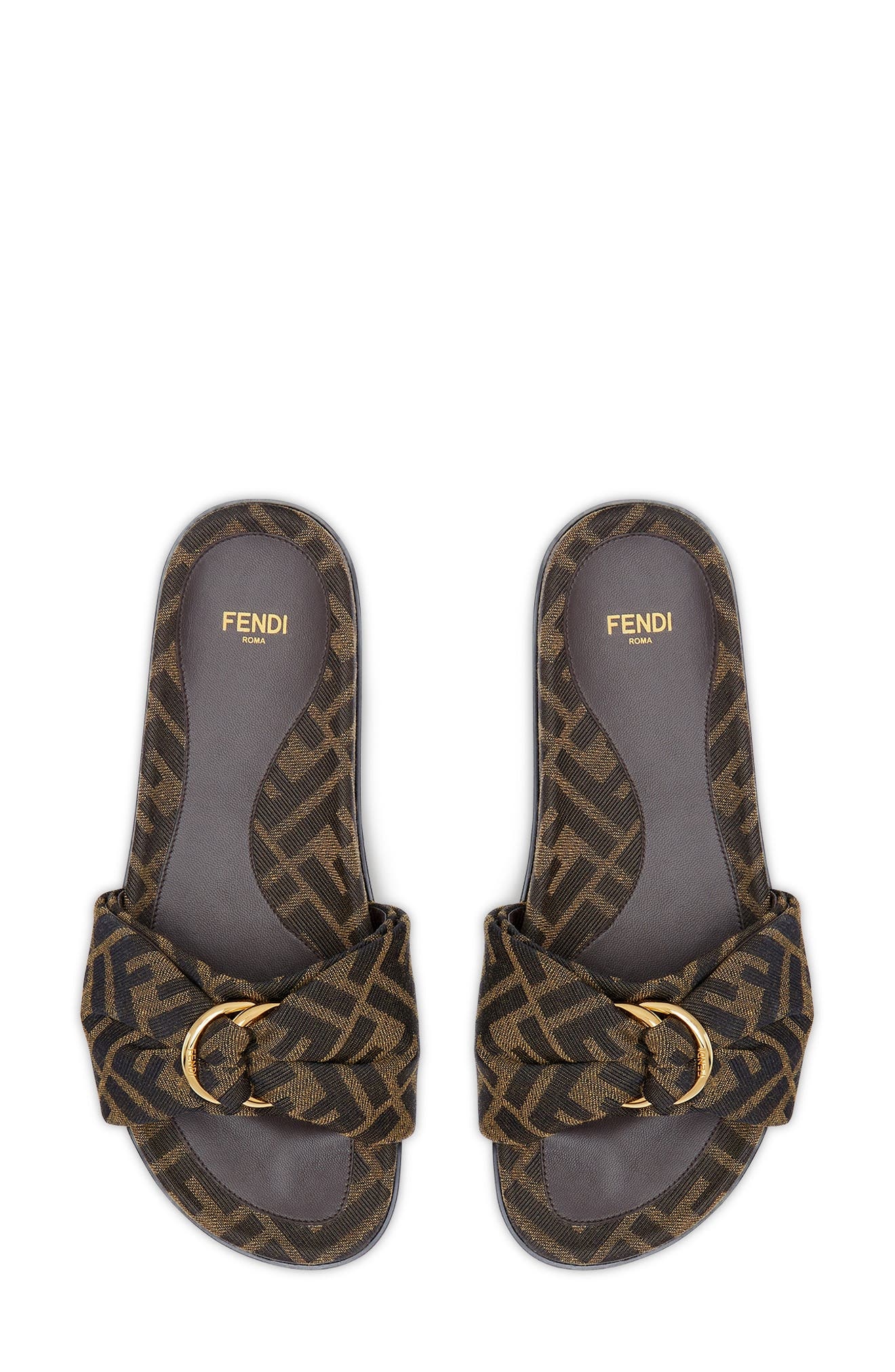 Fendi Feel Knotted Slide Sandal in Tobacco at Nordstrom - 3