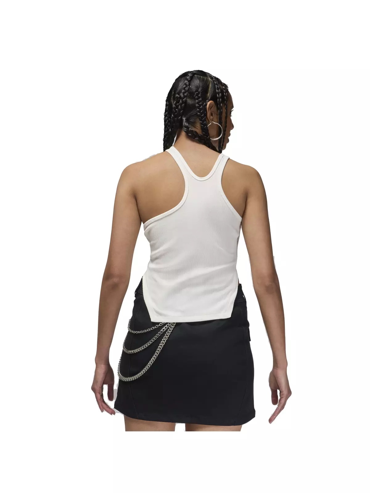 Women's Asymmetrical Ribbed Tank -White - 2