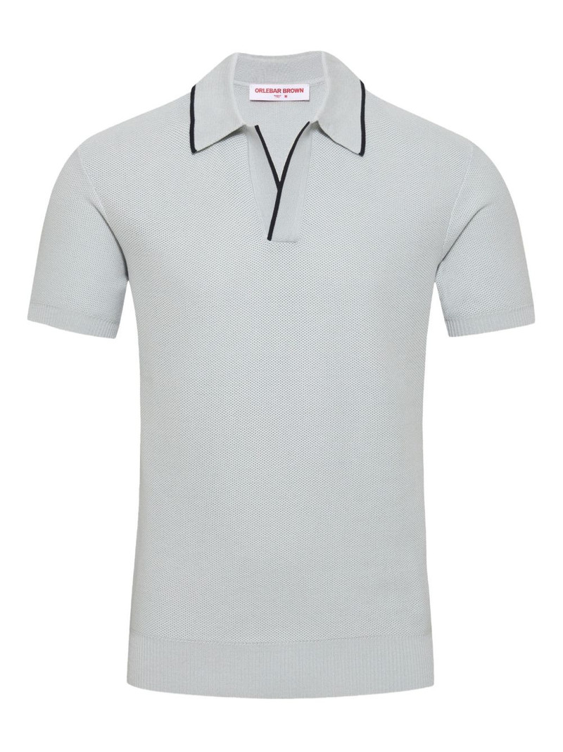 Horton piped-trim piqué polo-collar top 1