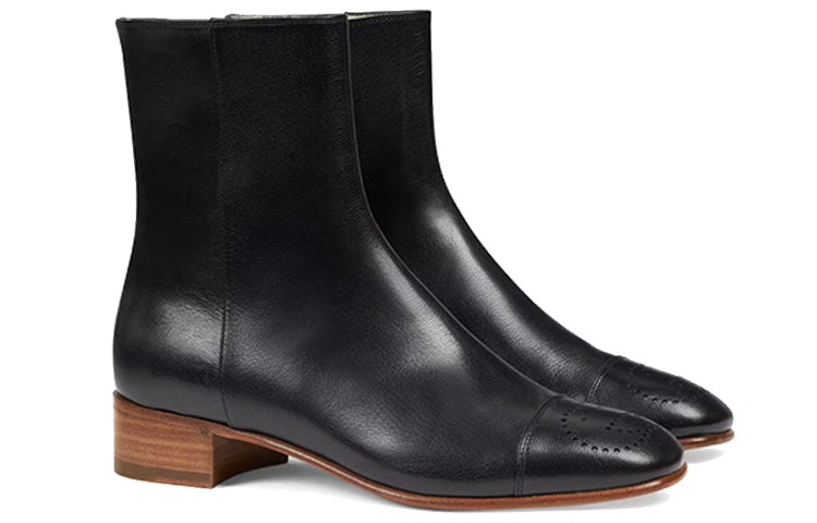 (WMNS) Gucci Goatskin Hills Logo Ankle Boots 'Black' 658949-D3V00-1000 - 3