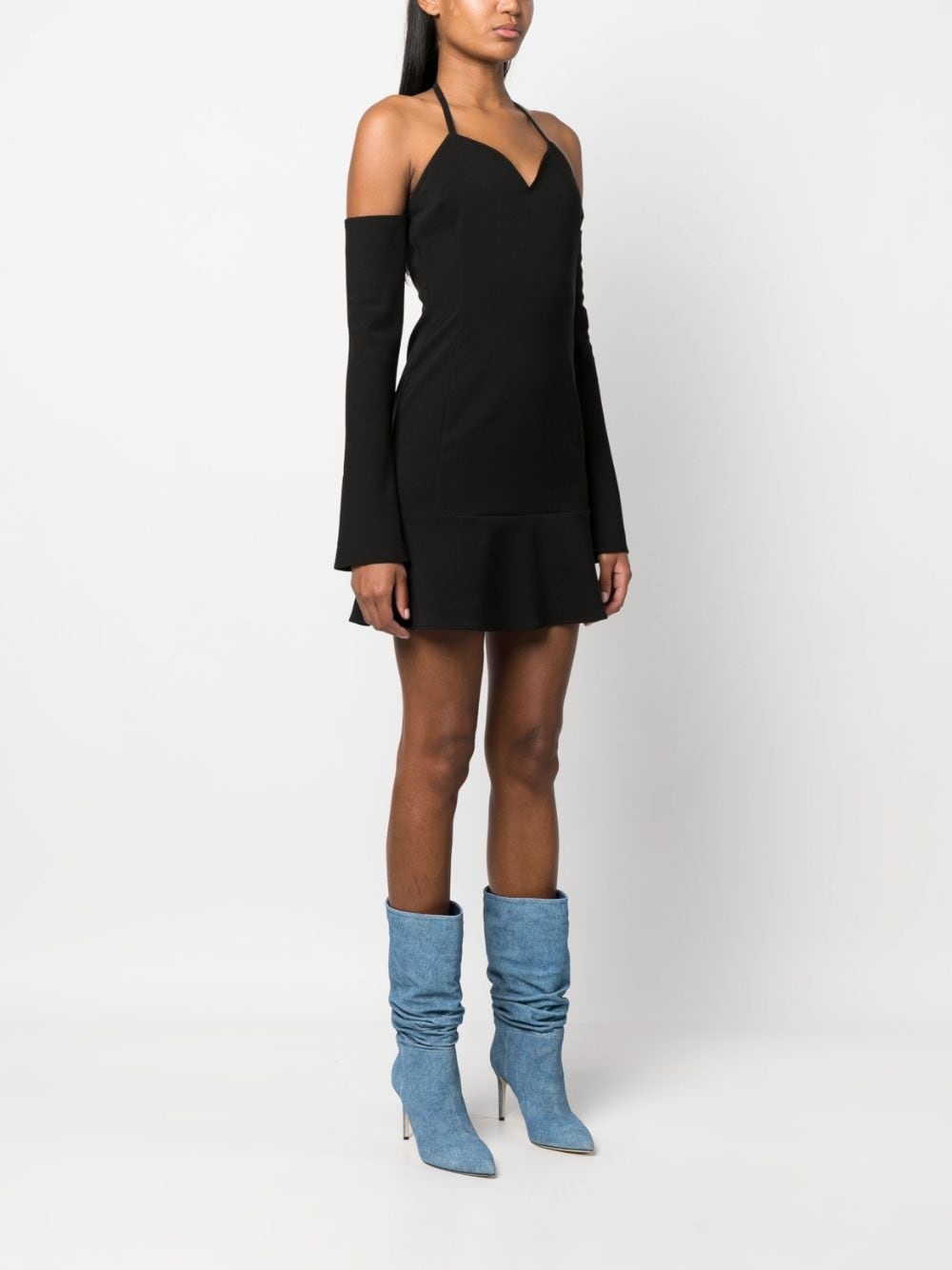 detachable-sleeves halterneck dress - 3