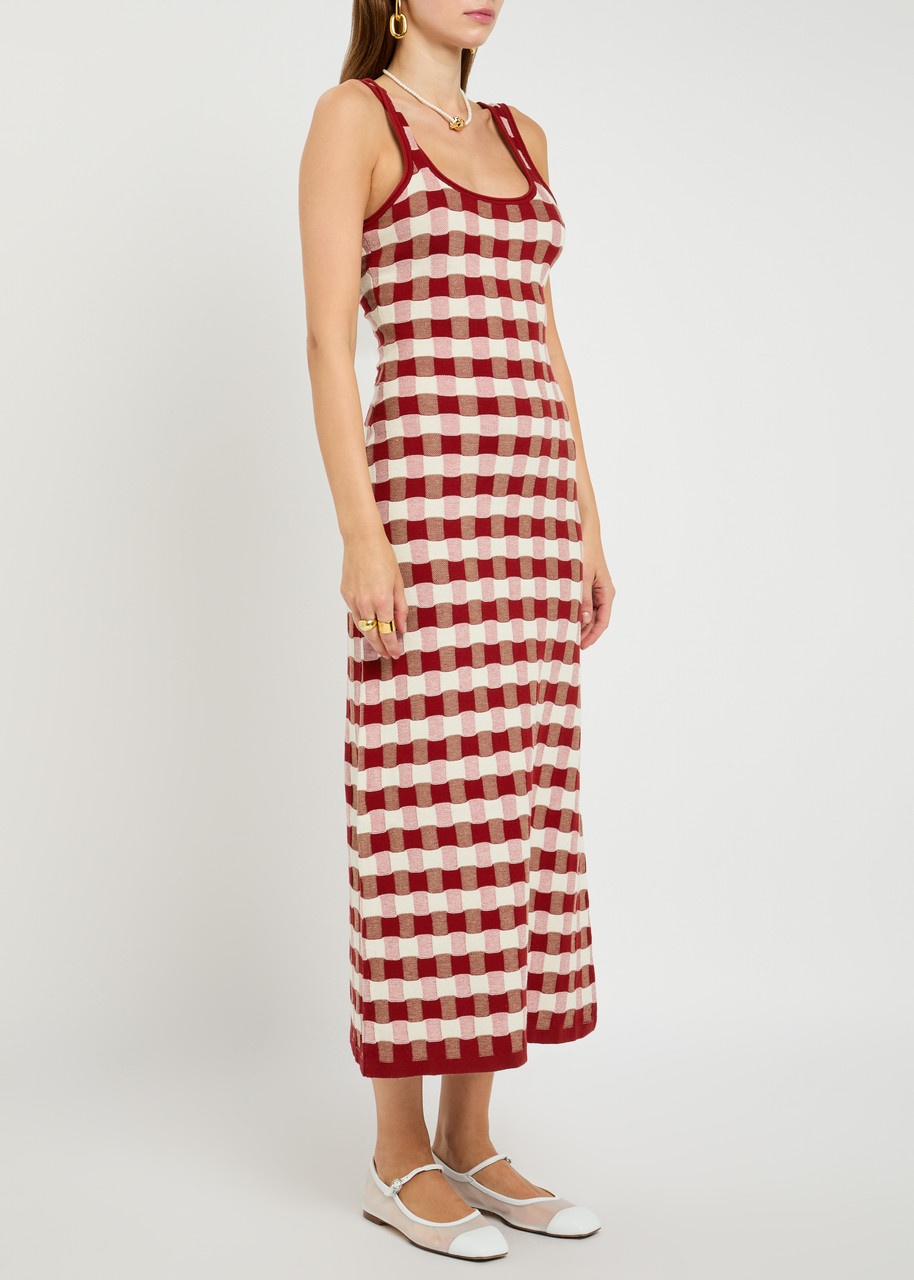 House OF Sunny Picnic Hockney Checked Cotton-knit Midi Dress - 2