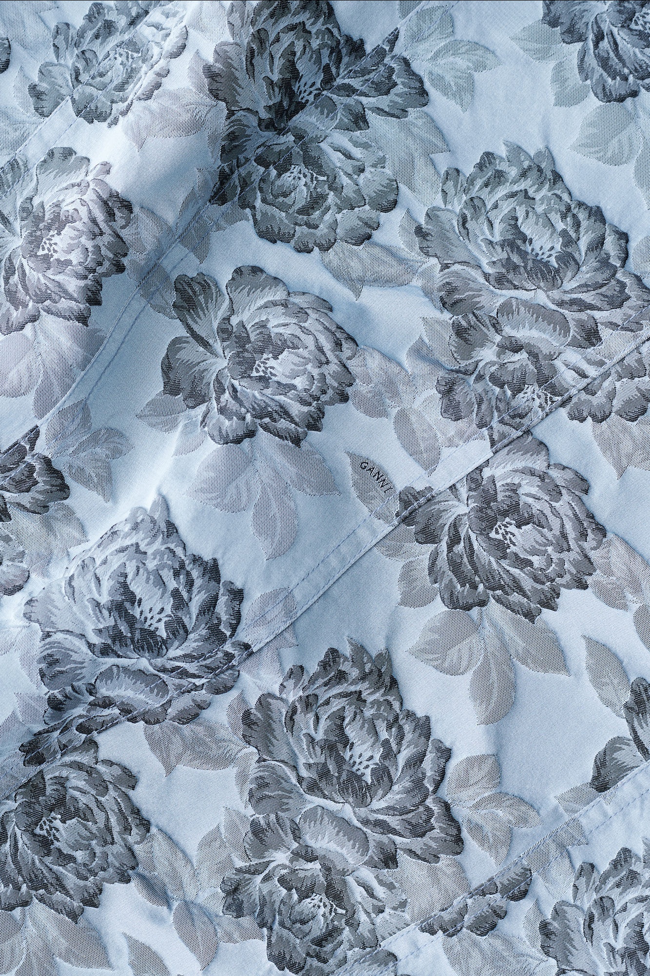 BLUE FLORAL JACQUARD A-LINE MINI DRESS - 6