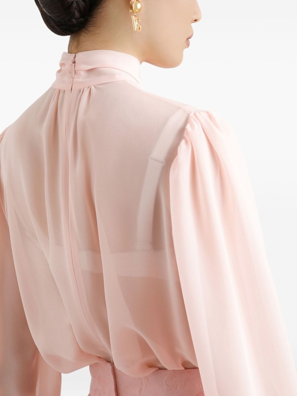bow-tie high-neck blouse - 5
