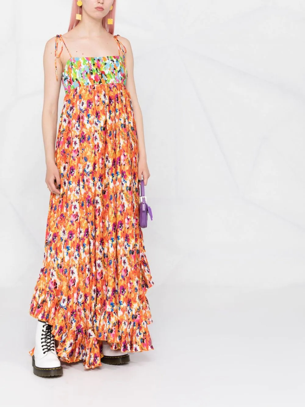 floral print pleated maxi dress - 2