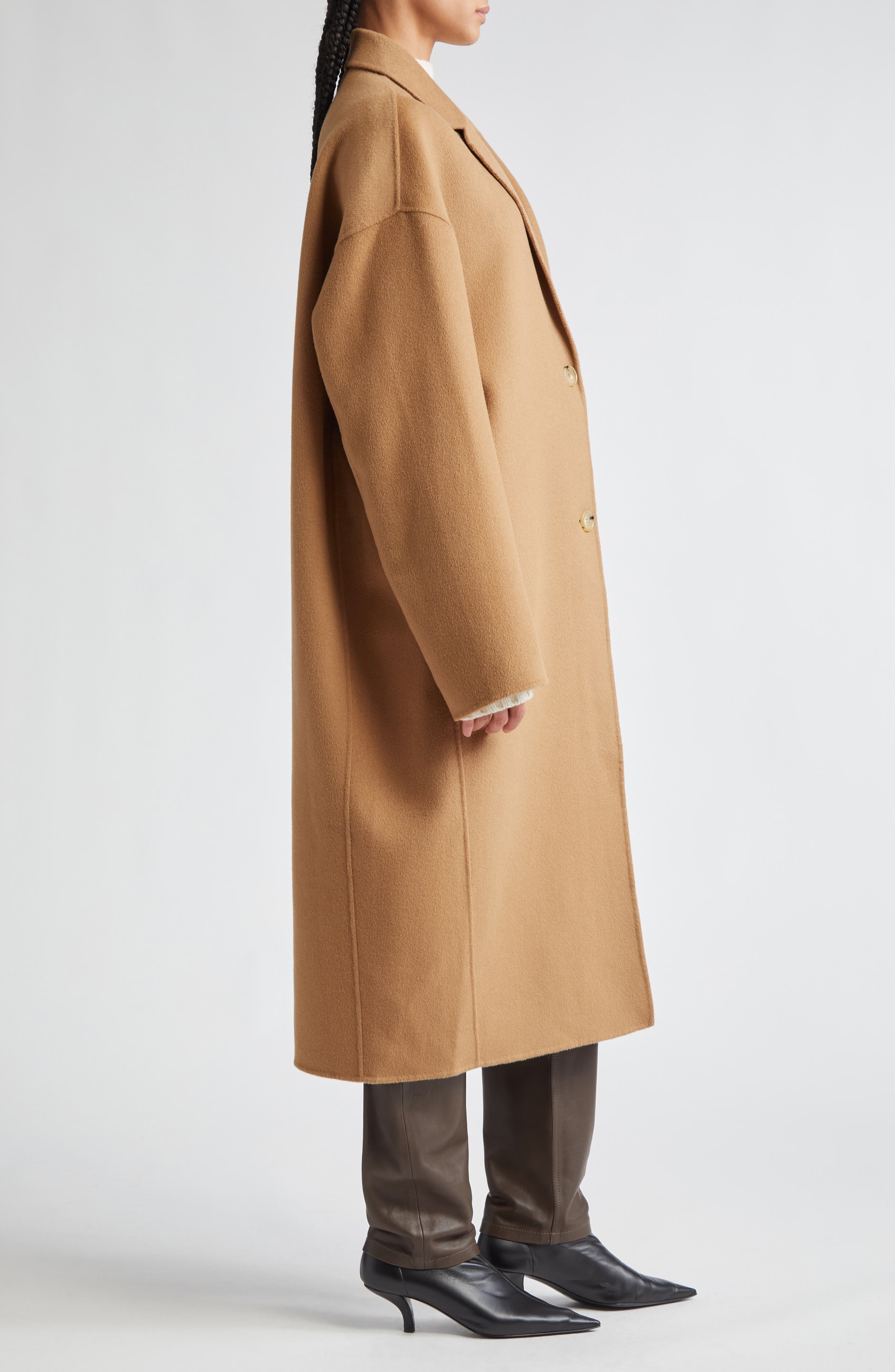 TOTEME Double Face Wool Cocoon Coat in Camel at Nordstrom - 4