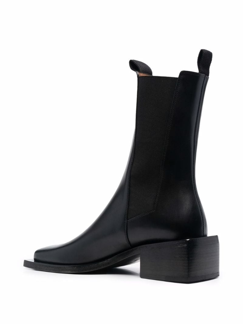 square-toe leather boots - 4