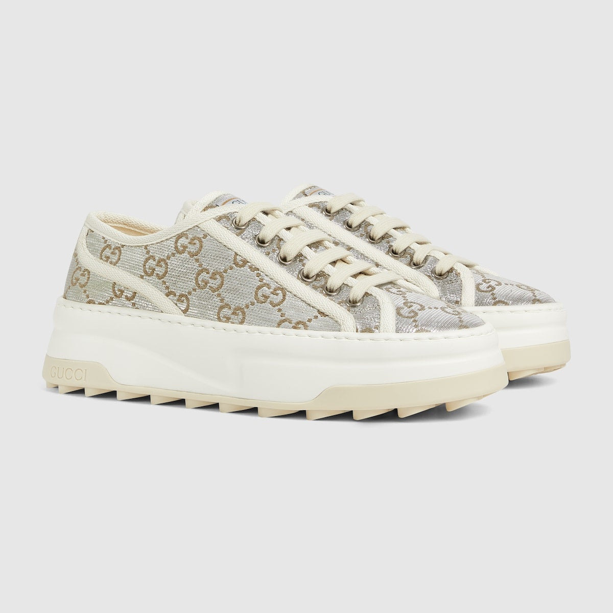 Gucci Metallic silver GG canvas Sneakers - 2