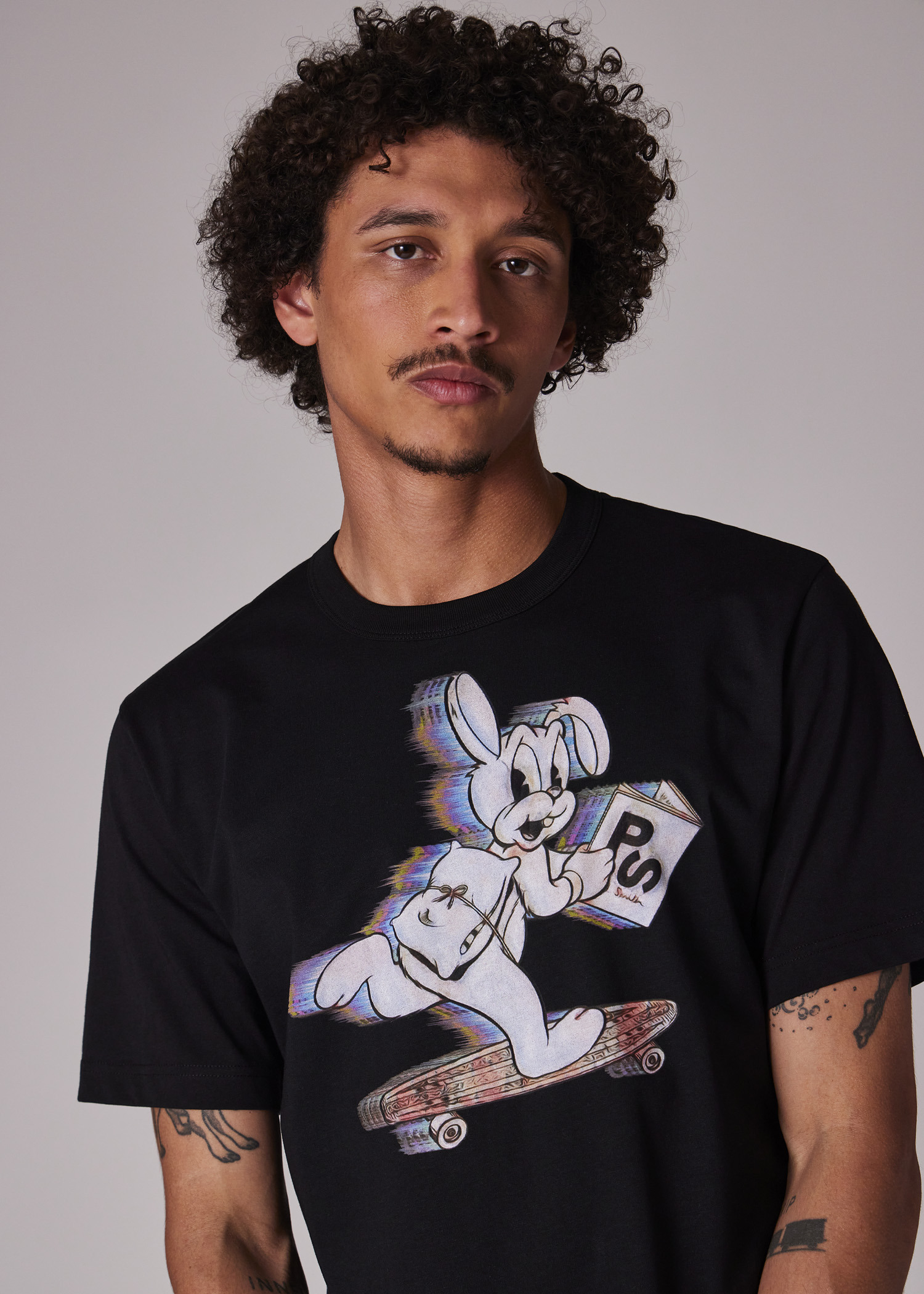 Black 'Skate Bunny' Print T-Shirt - 3
