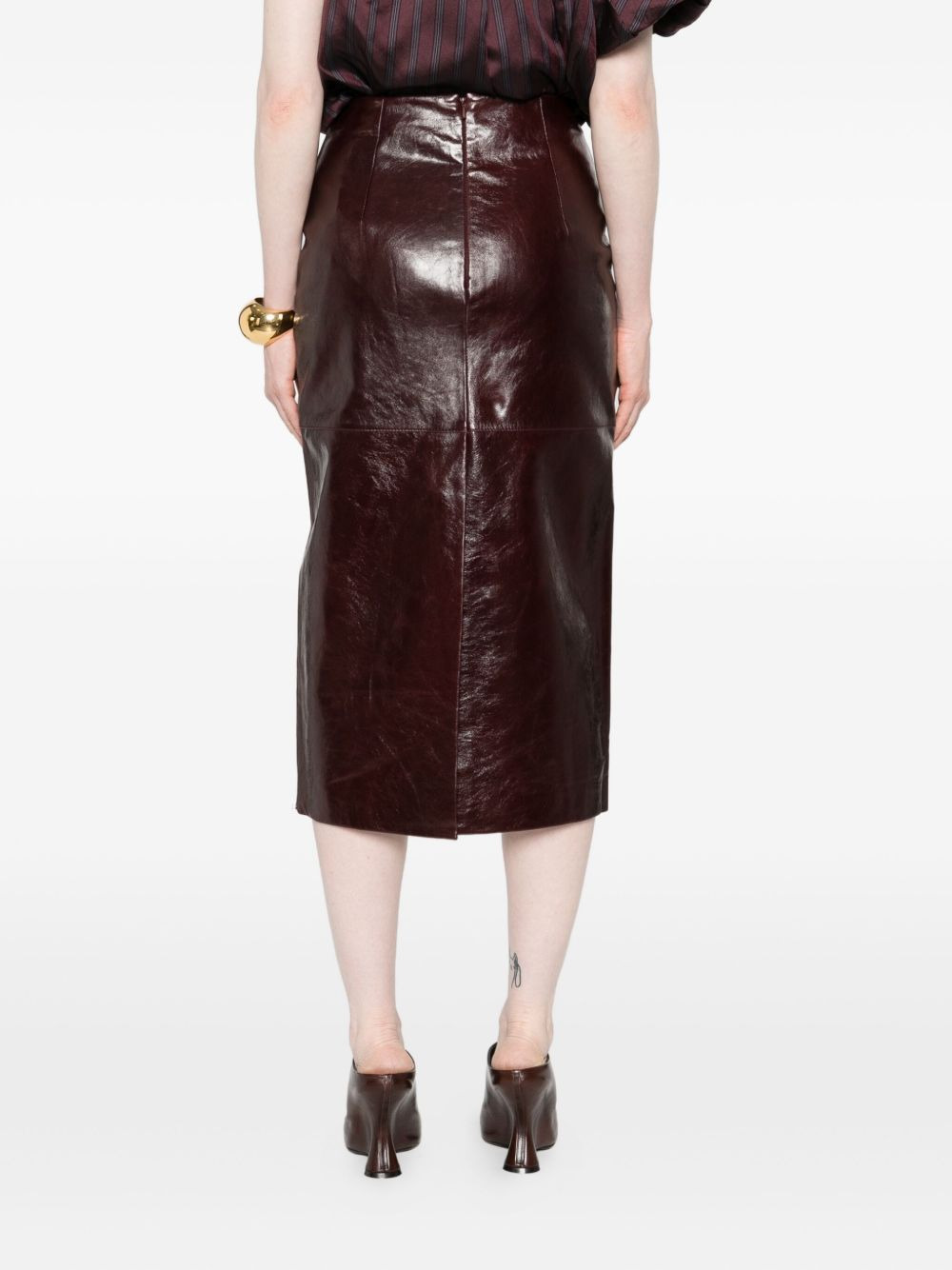Afa leather panelled skirt - 4