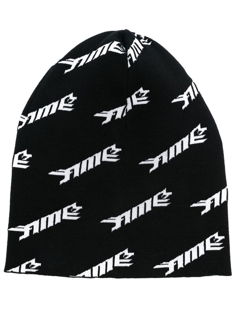 fine ribbed logo-print beanie hat 1