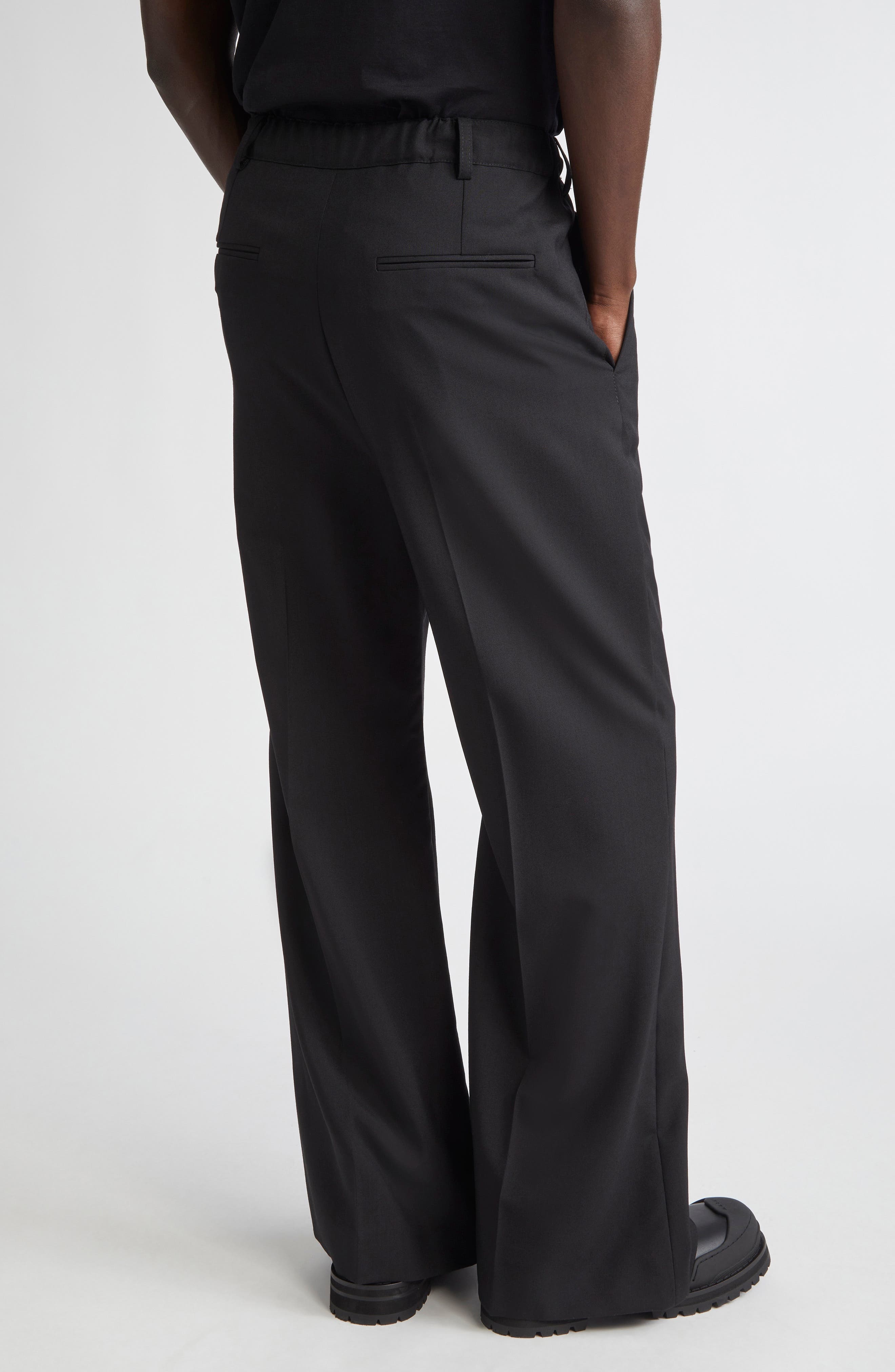 Marni Pintuck Wool Flare Leg Pants in Black at Nordstrom - 3