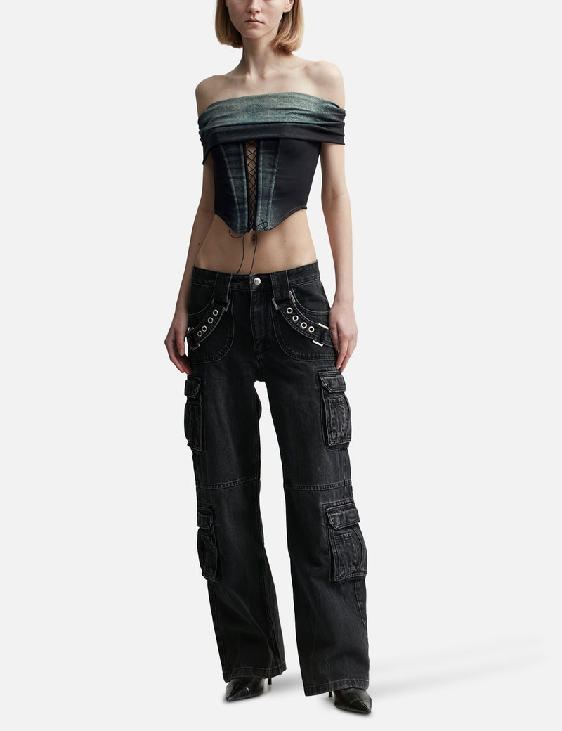 MISBHV DENIM POLY LACED OFF SHOULDER CORSET outlook