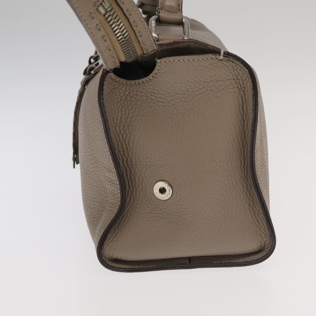 FENDI Hand Bag Leather Gray Silver - 3