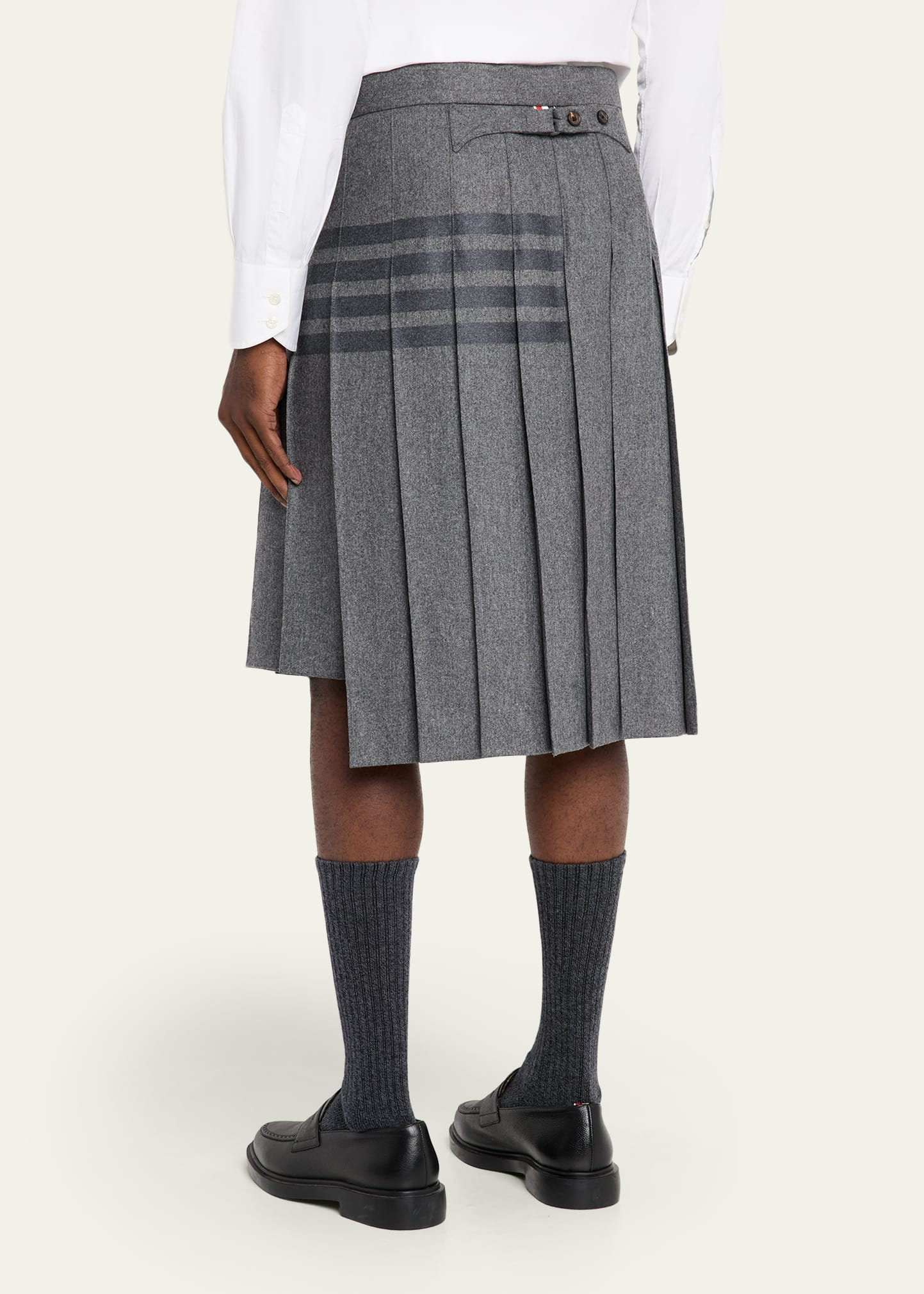 Men's Flannel 4-Bar Midi Pleated Skirt - 3
