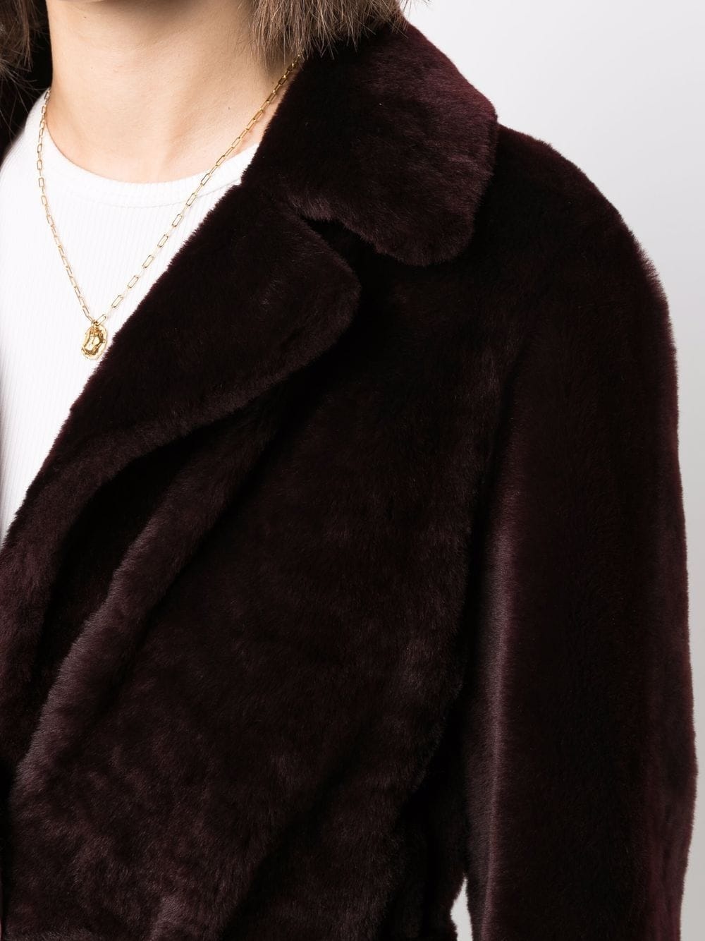 long belted shearling coat - 5