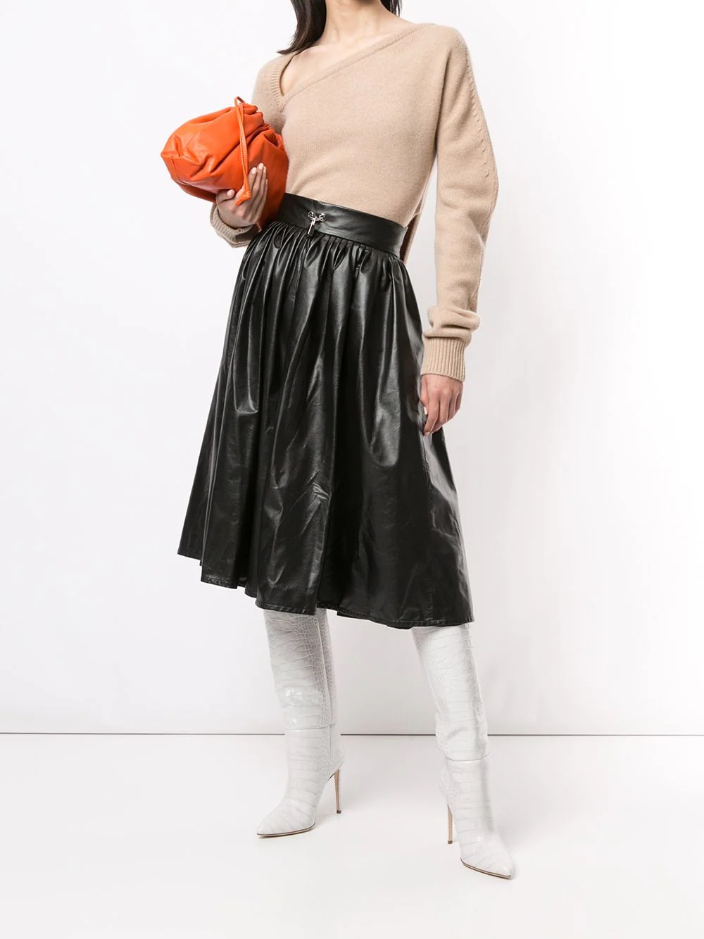 pleated leather skirt - 2