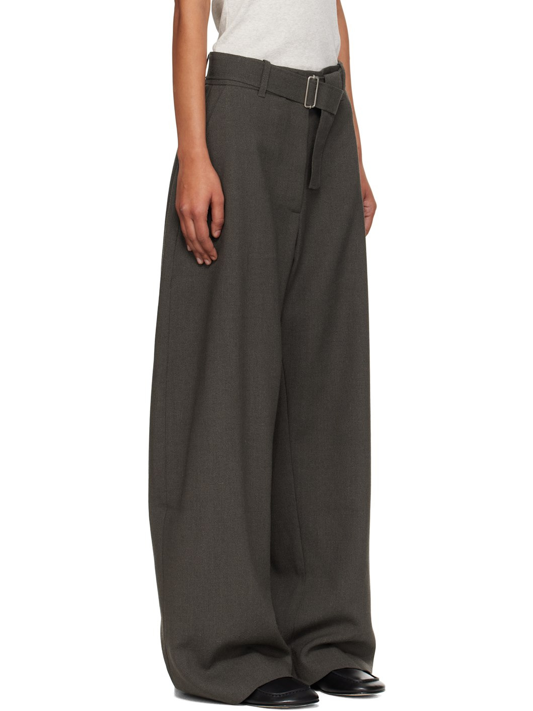 Taupe Belted Round Leg Trousers - 2