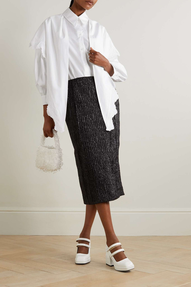 Simone Rocha Cape-effect embroidered cotton-poplin shirt outlook