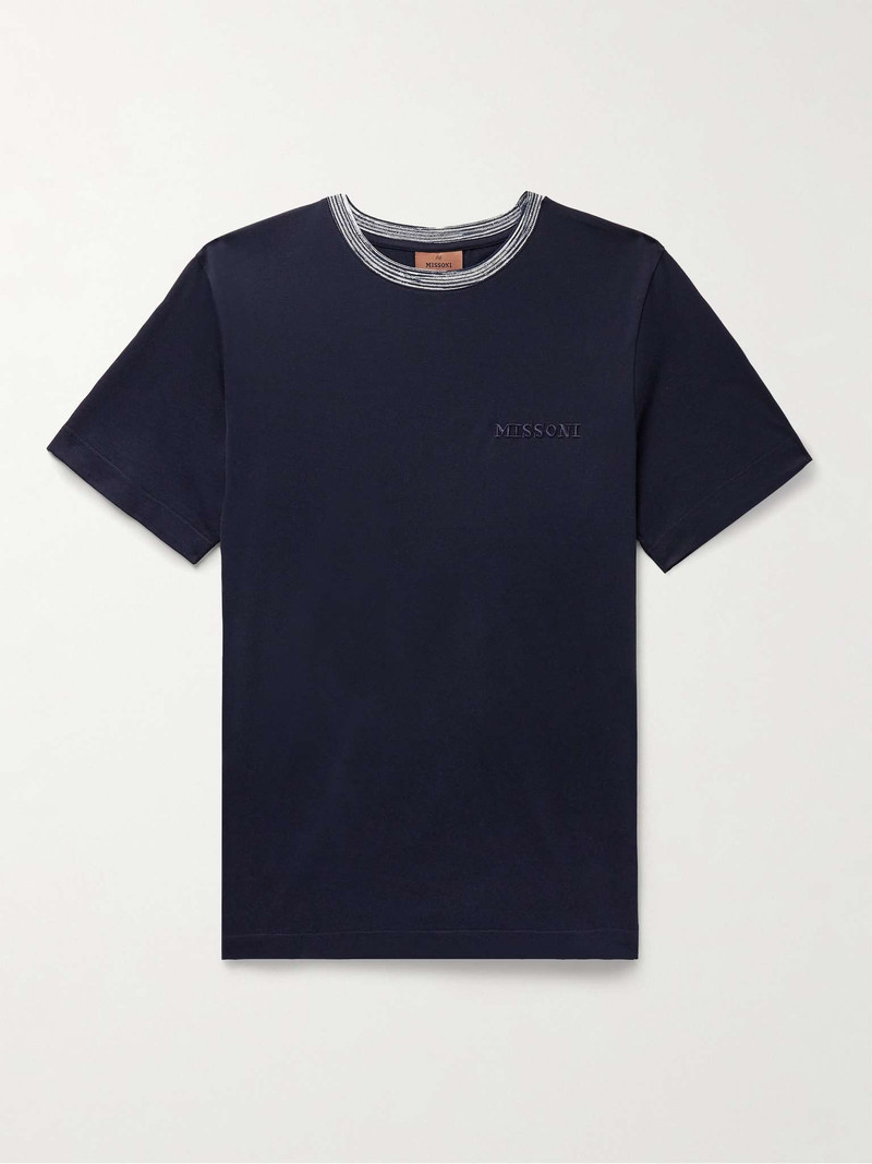 Logo-Embroidered Cotton-Jersey T-Shirt - 1